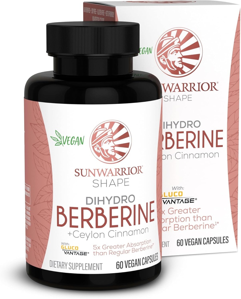 Sunwarrior Berberine Supplément Ceylan Cinnamon DihydroBerberine Capsules 60 Compte Bouteille 30 portions