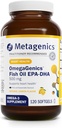 Métagène OmegaGenics EPA-DHA 500 - Supplément d'huile de poisson de haute puissance pour la santé cardiovasculaire* - Source durable et pureté testée - Non-OGM et sans gluten - 120 softgels