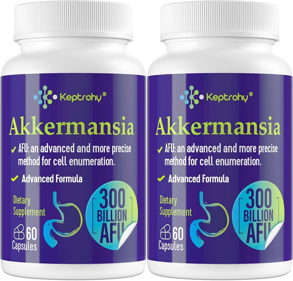 300 milliards d'AFU Akkermansia Probiotique pour les femmes et les hommes, Akkermansia Muciniphila pour plus de production GLP-1, Digestive, Gut & Immune, Gut Digestive Lining Function, 120 comte