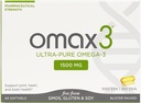 Omax3 Naturel Omega 3 Pilules d'huile de poisson 1500 MG EPA DHA - Omega3 suppléments acides gras Muscle et articulaire - sans gluten, prise sauvage, non OGM, 60 jours d'approvisionnement Plaquette emballée (2 boîtes)