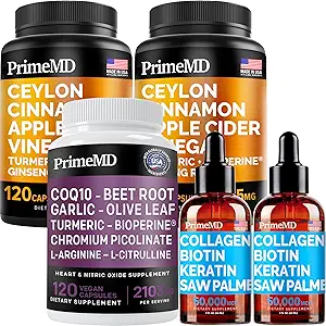 Liquid Collagen Biotin (2pk), Ceylan Cinnamon (2pk) et supplément à l'oxyde nitrique (1pk) - Vitamines pour cheveux, peau, ongles, coeur, métabolisme et soutien lipidique - Non-OGM, végétalien, sans gluten