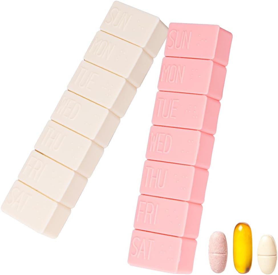 sanderala 2Pack Weekly Pill Organizer,Extra Large 7 jours Pill Cases Voyage Pill Box quotidien pour l'huile de poisson, comprimés de calcium et autres pilules vitaminées
