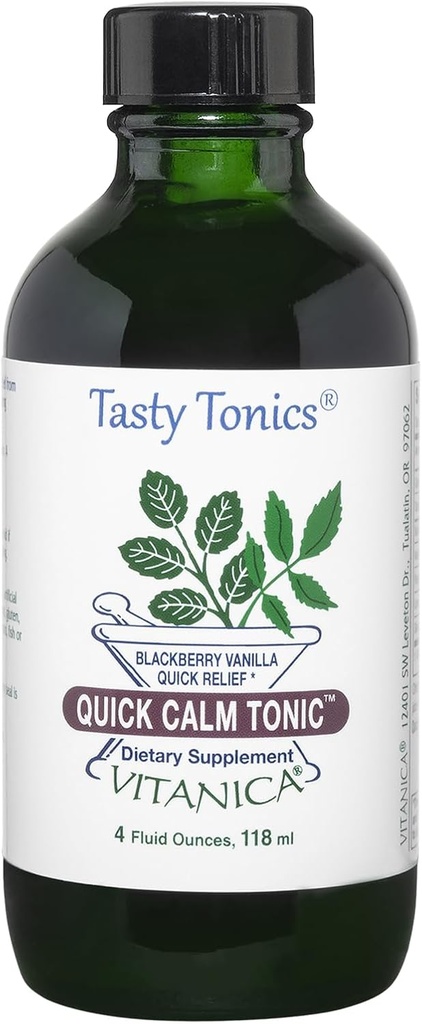 Vitanica tonic calme rapide - supplément de soutien du stress - supplément à base de plantes avec lavande, racine valériane, racine de kava et fleur de passion - Vanille BlackBerry - Pro Logo - 4 Fl Oz (118 ml)