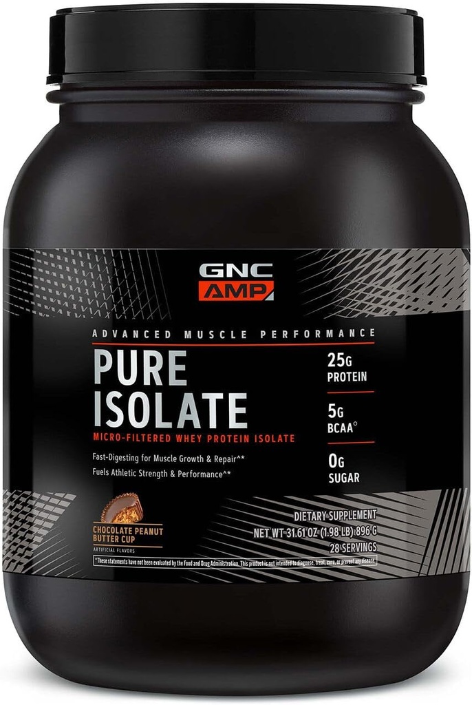 GNC AMP Pure Isolate Protein Whey - Chocolate Peanut Butter Cup (28 portions)