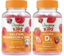 Calcium vienable Magnésium & Zinc Enfants + Vitamine D Enfants, Gommies Bundle - Grande dégustation, supplément de vitamine, sans gluten, sans OGM, gommy à croquer