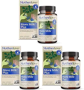 Motherlove Plus Lait Plus (180 capsules liquides) Supplément d'allaitement à base de fénugreek pour soutenir l'approvisionnement en lait maternel — non OGM, herbes biologiques, végétalien, casher