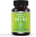 Vitamine Zentastique D3 K2, 5000IU & 200mcg, Vitamine D & breveté MK7 & MK4 pour le support complexe 3-en-1 - Végétarien, Non-OGM, 90 capsules