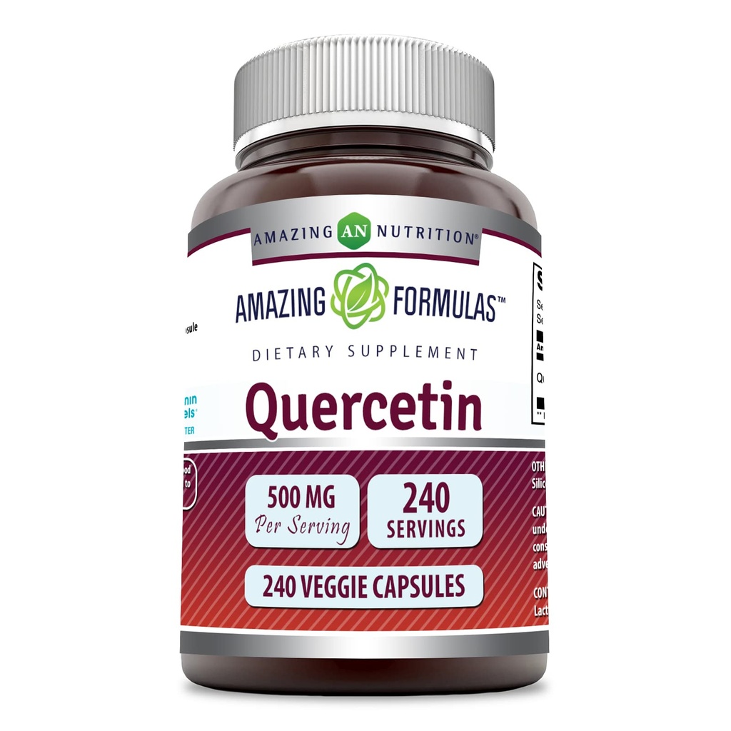 Formules étonnantes Quercetin 500mg Gélules Veggie Supplément de non-OGM (sans gluten)