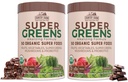 CARACTÉRISTIQUES DE PAYS Super Greens Saveur de chocolat, 50 Super aliments biologiques, USDA Mélange de boisson biologique, Fruits, Légumes, Super Greens, Champignons et Probiotiques, Supporte l'énergie, 40 portions, 10,6 Oz, 2 Pack