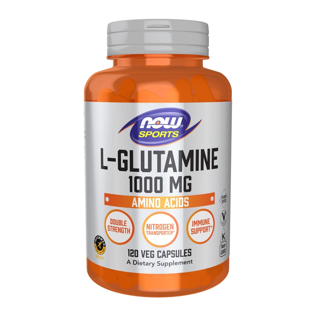 MAINTENANT Aliments Sports Nutrition, L-Glutamine, Double Force 1000 mg, Amino Acid, 120 Capsules de Veg