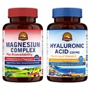 Vitalitown Magnésium + Groupe d'acides hyaluroniques : Complexe de magnésium (élément 1) et acide hyaluronique plus vitamine C (élément 2) 120 Capsules de magnésium et 90 Capsules d'acide hyaluronique