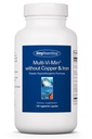 Groupe de recherche sur les allergies Multi-Vi-Min Sans Cuivre et Fer - Multivitamine pour les hommes et les femmes, Complexe minéral, Nutriments actifs, avec Iodine - 150 Compte
