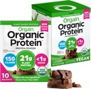Orgaine en poudre de protéines végétales organiques, crème de chocolat caramel - 21g Protéines végétales, 6g fibre prébiotique, faible teneur en glucides, pas d'ingrédients de lactose, pas de sucre ajouté, non-OGM, pour Shakes & Smoothies, 10 packs de voyage