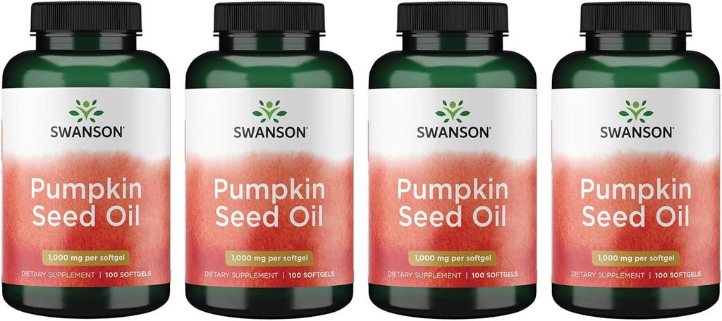 Huile de graines de citrouille de Swanson - Haute Biodisponible EFA - (100 Capsules Softgel, 1000mg chacune) 4 Pack