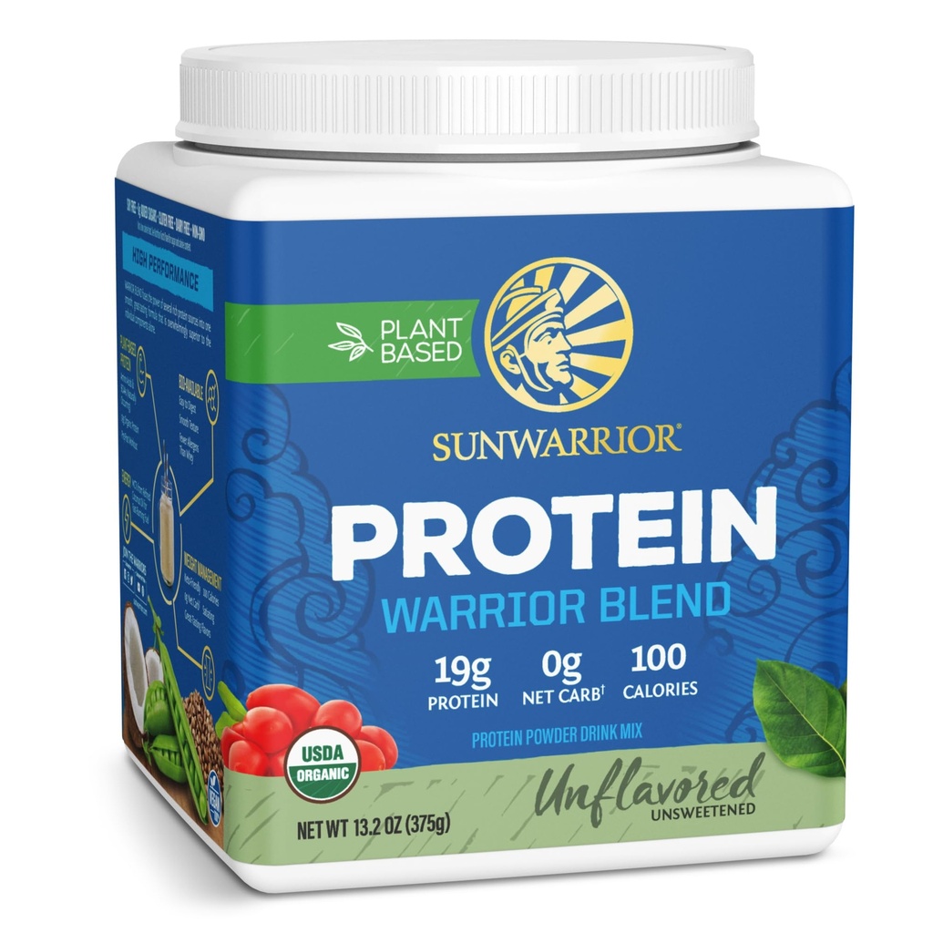 Poudre de protéines organiques à base de plantes de Sunwarror : Poudre de protéines organiques végétaliennes non aromatisées avec des acides aminés et des graines de chanvre BCAA Mélange de pois non-OGM Soy et sans gluten (non aromatisé, 15 portions)