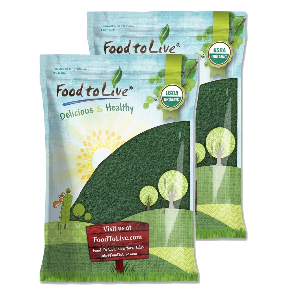 Alimentation en poudre de Spiruline biologique vivante, 16 livres — Non-OGM, Kosher, Algae Bleu-Vert cru, Superfood végétalien, en vrac, Non-ionisé, Protéine verte végétalienne pure, Riche en vitamines et minéraux, Idéal pour les boissons