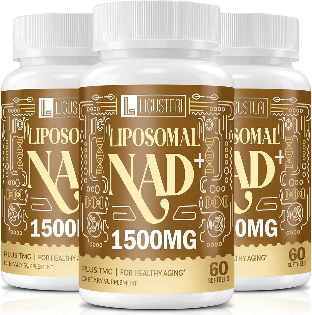 1500 MG NAD+ liposomique, 98%+ Absorption, NAD+ Supplément pour les femmes et les hommes avec TMG, pour la défense du vieillissement, énergie cellulaire, coeur et fonction cérébrale, longévité, 180 Softgels