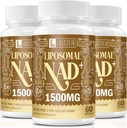 1500 MG NAD+ liposomique, 98%+ Absorption, NAD+ Supplément pour les femmes et les hommes avec TMG, pour la défense du vieillissement, énergie cellulaire, coeur et fonction cérébrale, longévité, 180 Softgels