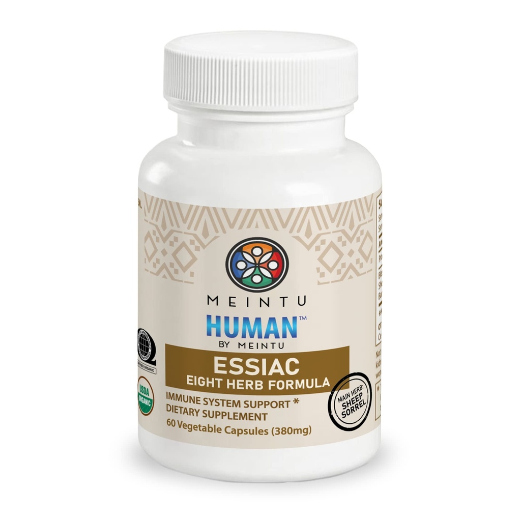 MEINTU Organic 8 Herb Capsules Essiac - Avancé puissant mélange d'antioxydants pour aider à promouvoir la santé globale - 100% Organic Essiac Tea 8 Herb Supplément - 60 Capsules