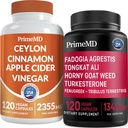 Ceylan Cinnamon (1pk) et Fadogia Tongkat Ali (1pk) Supplément - Vitamines pour le cœur, l'énergie, le muscle, la testostérone et le soutien immunitaire - Non-OGM, végétalien, sans gluten