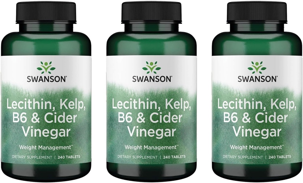 Swanson Lecithin Kelp B-6 & Cider Vinegar 240 onglets (3 pack)