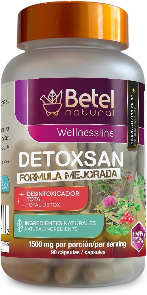 Betel Natural Detoxsan Capsules Total Detox Nettoyer le foie et le colon sains - 1500 mg par portion