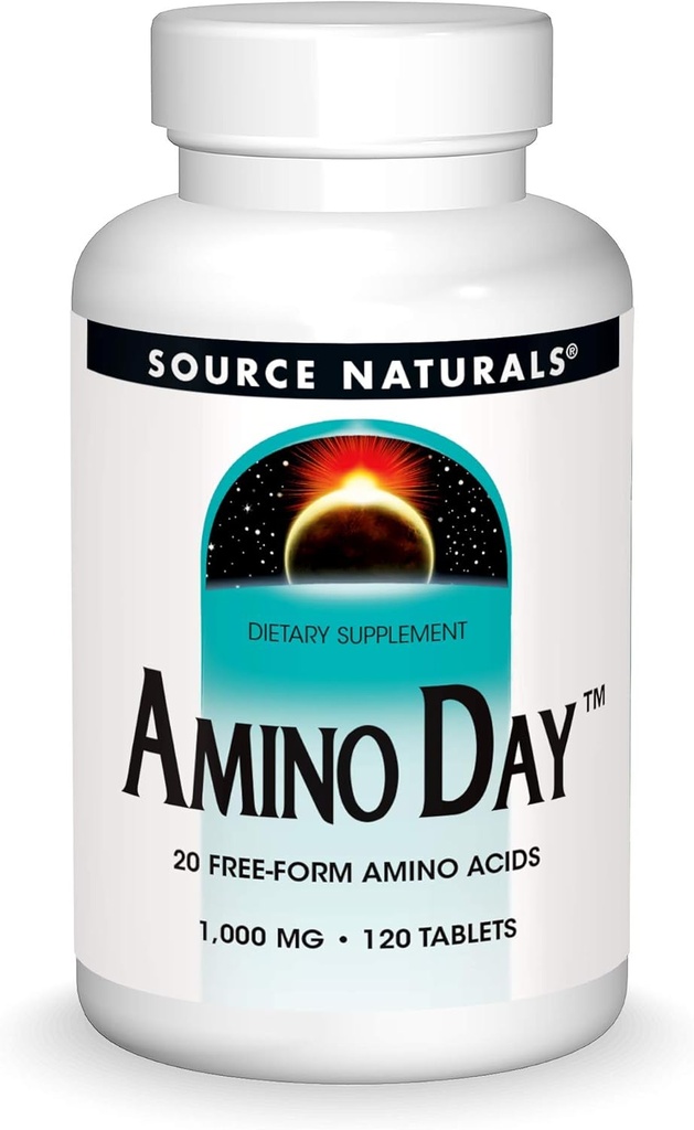 Source Naturals Amino Day - 20 Acides Amino de forme libre soutient l'alimentation de qualité pendant la nutrition - 120 comprimés