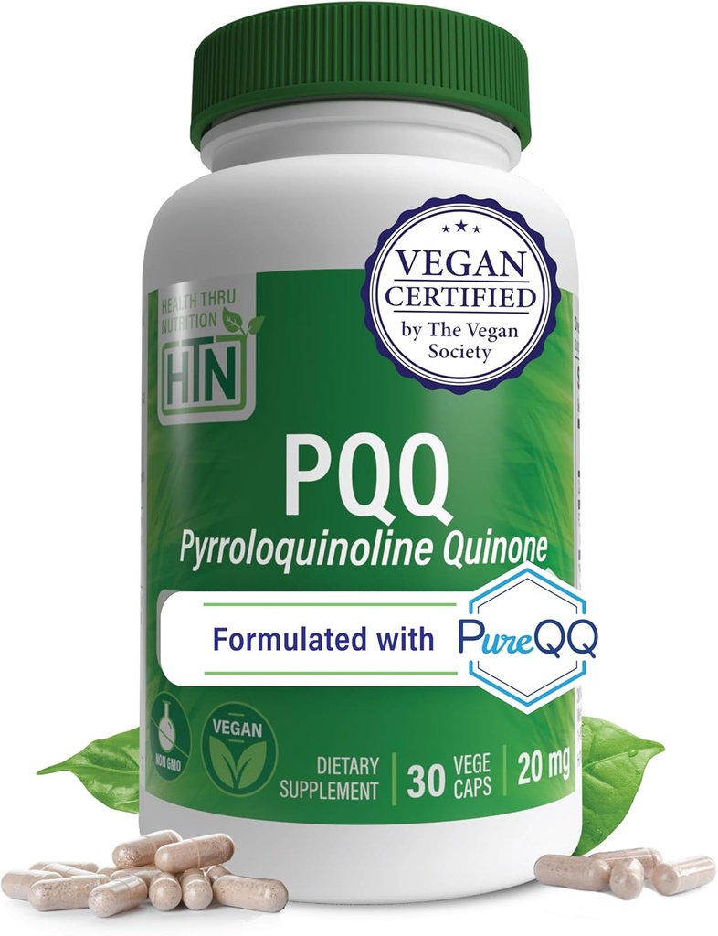 Santé Thru Nutrition PQQ 20mg 30 portions Pyrroloquinoline Quinone comme PureQQ-QPromeuve la biogenèse mitochondriale Supplément