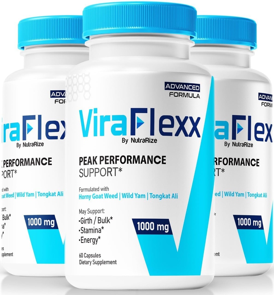 NutraRize (3 Pack ViraFlexx for Men, Pro Capsules, Male Performance Support 500mg, All Natural Dietary Supplement to Support Overall Health, Vira Flexx Reviews (180 Capsules)