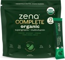 Zena Complete Super Greens Poudre et Multivitamine, 90+ Supergreens, Fruits, Veggies, 0 Sucre, Fibre de 5G, Pré & Probiotiques, Aromate Citrus, 30 Packets