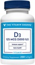 La vitamine Shoppe Vitamine D3 5000IU Softgel, soutient la santé osseuse et immunitaire, aide à la croissance cellulaire et à l'absorption du calcium, sans gluten et une fois par jour (200 Softgels)