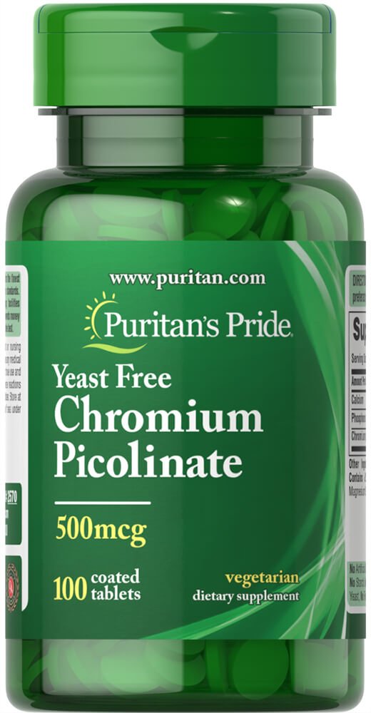 Puritans Pride Chromium Picolinate 500 Mg de levure libre, 100 comte