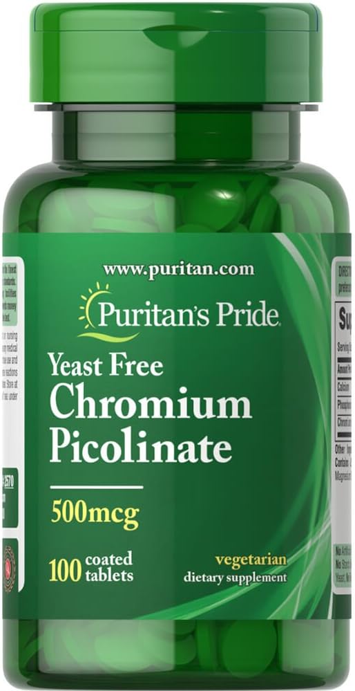 Puritans Pride Chromium Picolinate 500 Mg de levure libre, 100 comte