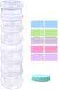 7 Day Pill Organizer Case Stackable Weekly Suppléments Vitamines Pills Holder Dispenser Grand transparent clair avec un couvercle supplémentaire