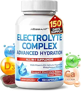 Electrolyte Complex - Advanced Hydration with Vitamin D3, Calcium, Magnesium, Phosphorus, Potassium - 150 Count - Made & Tested in The USA