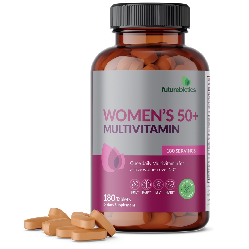 Futurebiotics Multivitamine 50+ femmes une fois par jour multivitamine pour les femmes actives de plus de 50 ans, non OGM, 180 comprimés