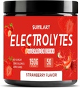 Poudre d'électrolytes Pas de sucre Pas de glucides, Kéto quotidien Mélange de boissons d'électrolytes, potassium et sel Poudre d'hydratation Electrolytes Zéro calories Sans sucre Poudre d'électrolyte, Fraise 50 portions