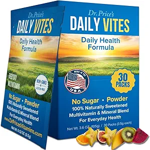 Dr. Vitamines Multivitamines pour les femmes et les hommes - Suppléments en poudre - 30 paquets - B Supplément complexe de vitamine - Vites quotidiennes - Minéraux pour l'eau - Pas de sucre, non OGM, sans gluten