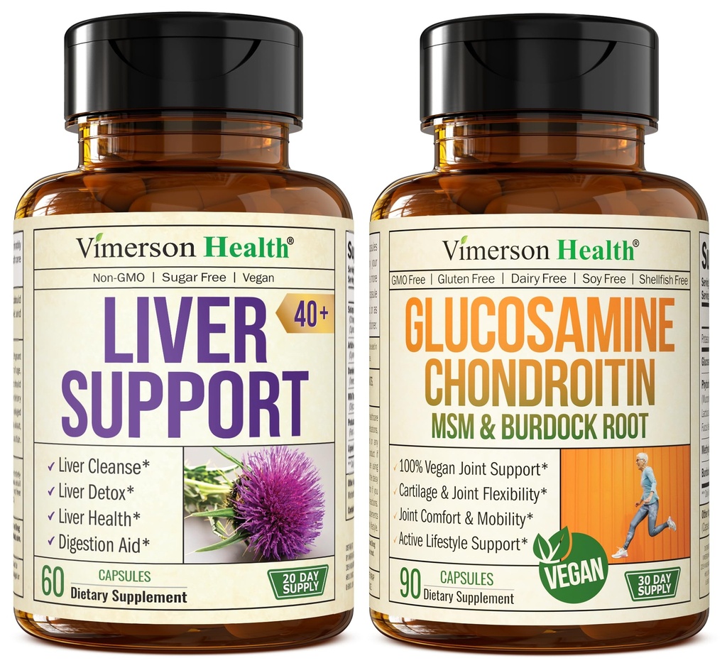 Nettoyer le foie Détox et réparer le supplément de chardon de lait et la glucosamine végane Chondroïtine MSM Joint Support Supplément