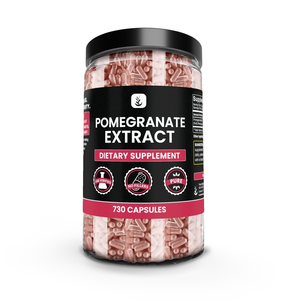 PURE ORIGINAL INGREDIENTS Pomegranate Extract (730 Capsules) No Magnesium Or Rice Fillers, Always Pure, Lab Verified