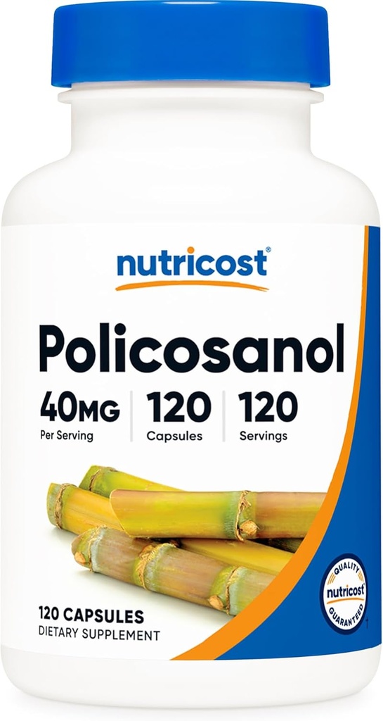 Nutricost Policosanol 40mg, 120 Capsules - Sans gluten, non-OGM, et végétarien