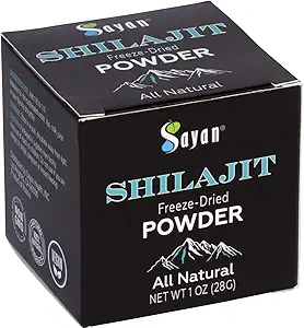 Sayan Pure Shilajit Powder 1oz/28g, 5 mois d'approvisionnement - Potent Organic Fulvic Acid Supplement - Supporte le système immunitaire, la mémoire, le focus, et fournit l'énergie naturelle - Extrait de gel-dry, végétalien, non-OGM