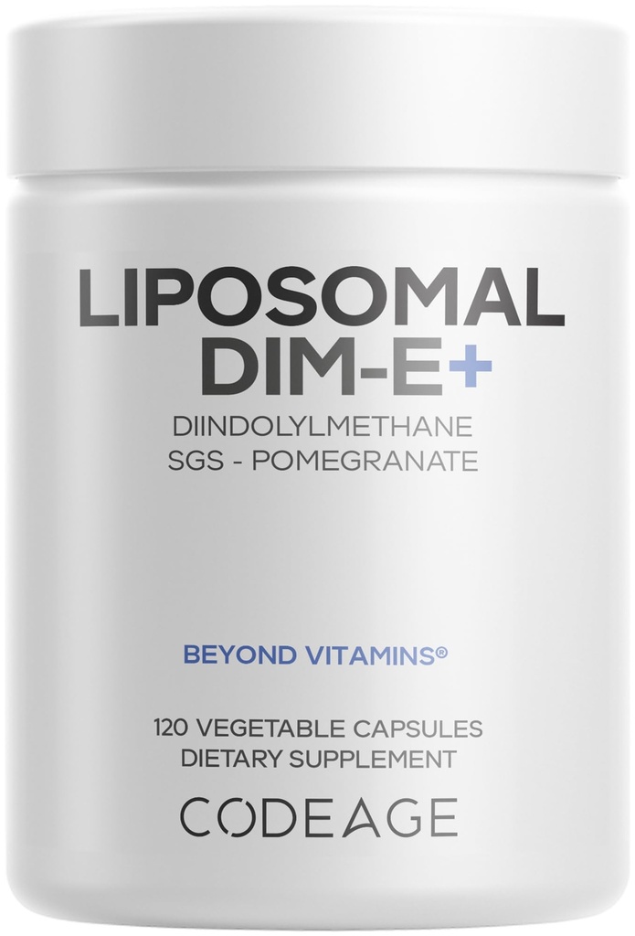 Codeage Supplément DIM liposomique - 4 mois Approvisionnement en vitamines et SGS DIM, grenade, brocoli, isomères de vitamine E Tocophérols Alpha Beta Gamma Delta - Formule liposomique - Sans gluten - 120 capsules