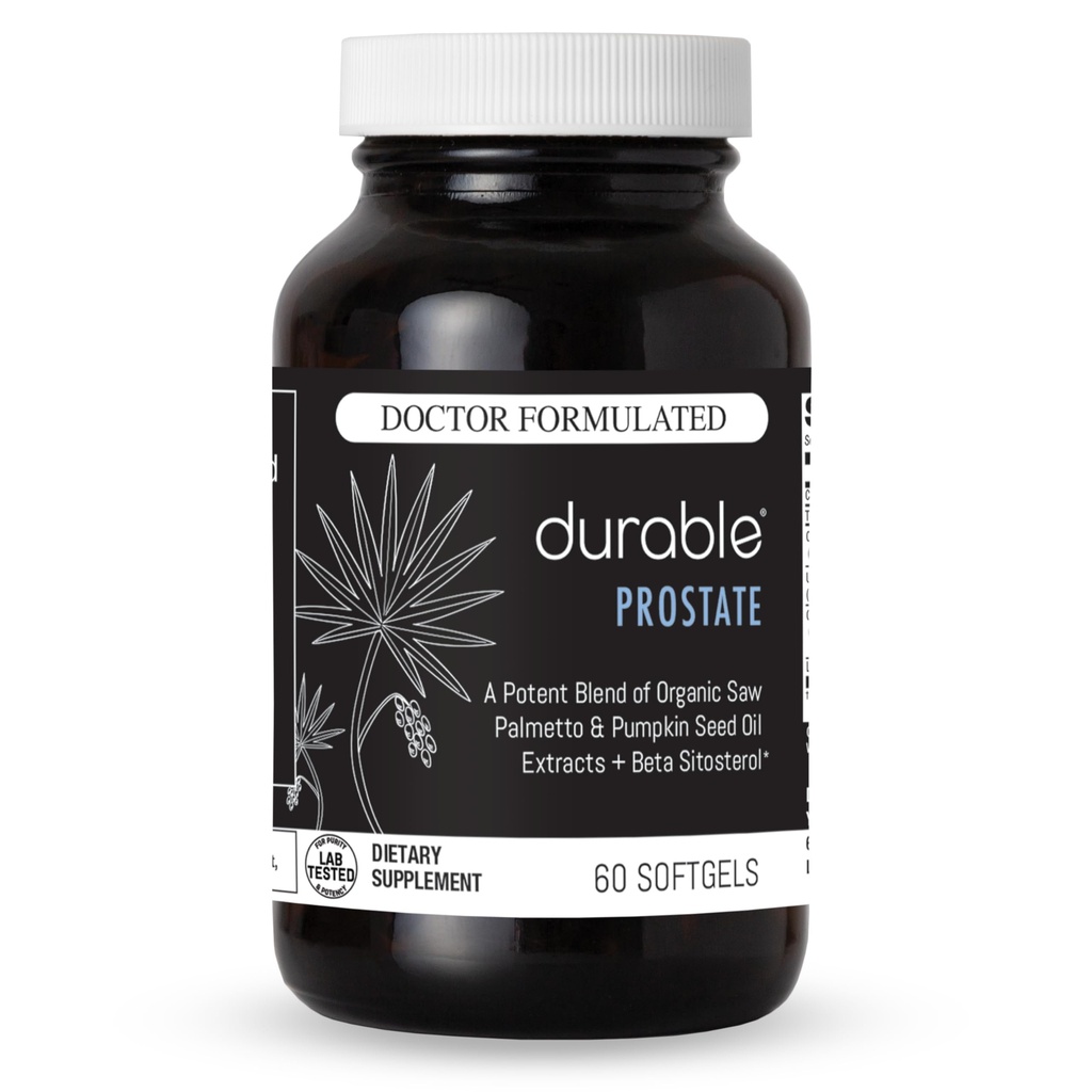 Prostate durable – Paume de scie biologique USPlus + Beta-Sitostérol – soutient la santé des hommes, fonction de la vésicule et flux – Doctor-formulé, fabriqué aux États-Unis – 30 jours d'approvisionnement (60 Softgels)