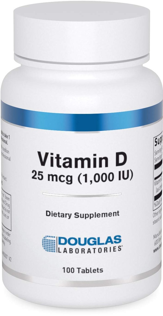 Laboratoires Douglas Vitamine D 25 mcg (1 000 UI) - Vitamine D3 - Pour le soutien immunitaire, la santé des os et la santé des dents* - Vitamine D comme Cholecalciferol - 100 comprimés