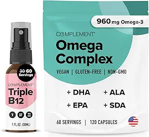 Complément Omega Complex & Triple B12 Spray Bundle – Supplément complet Omega-3 et B12 pour l'énergie et le bien-être améliorés