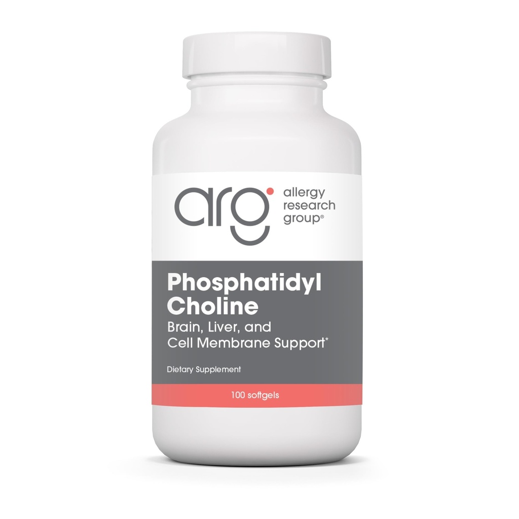 Allergy Research Group Phosphatidyl Choline Supplement - Lecithine Capsules, Enzymes digestifs pour foie, Soutien de la digestion des graisses, Suppléments de choline pour foie gras, 1540mg Softgels - 100 Compte