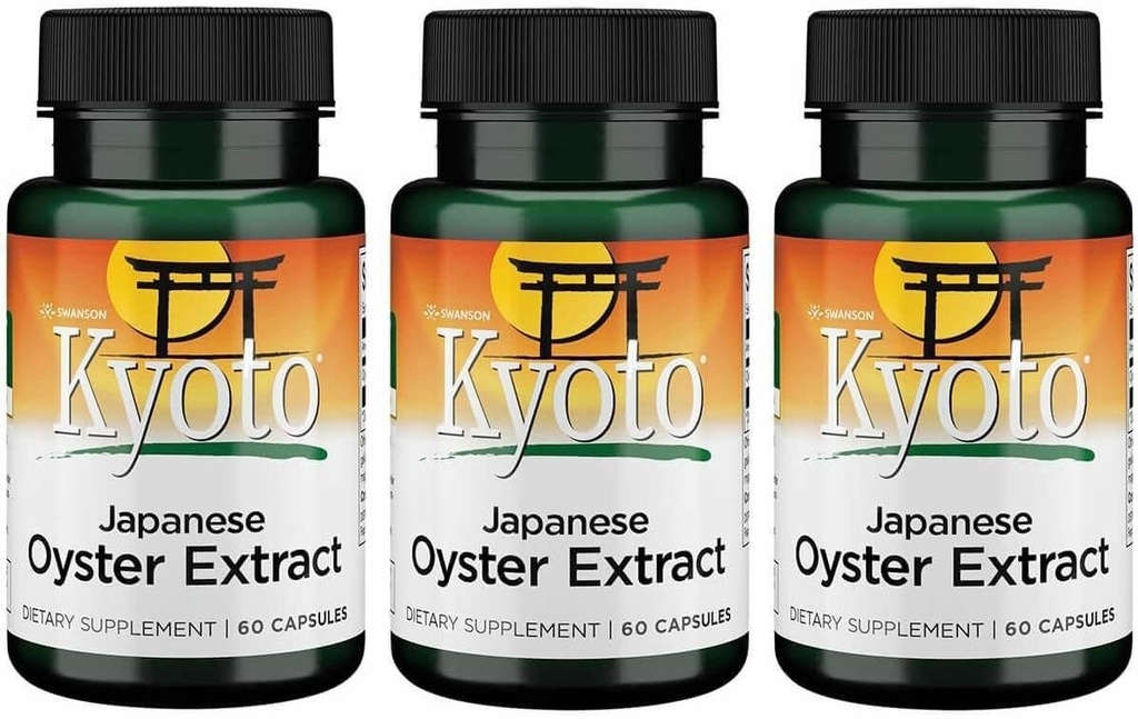 Swanson Kyoto Japanese Oyster Extract - Natural Supplement Promoting Drive & Wellness for Men & Women - (500 Milligrams 60 Capsules) (3 Pack)