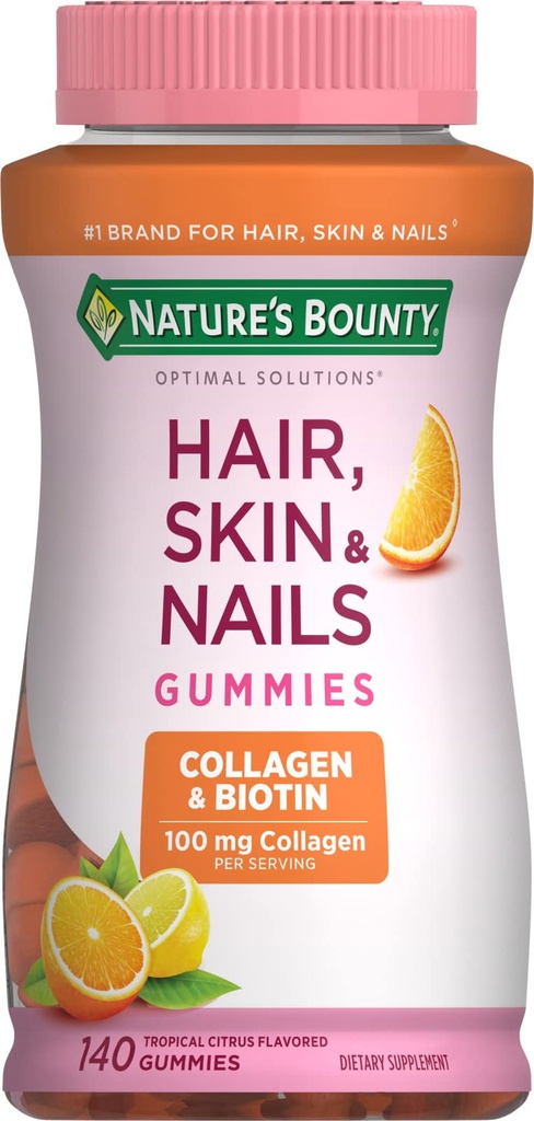 Bounty de la nature avec biotine et collagène, Gommies d'agrumes, 140 Ct