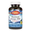 Carlson - Maximum Omega 2000, 2000 mg Omega-3 Acides gras incluant EPA et DHA, Wild-Caught, Supplément d'huile de poisson norvégien, Capsules d'huile de poisson à source durable, Citron, 60 Softgels
